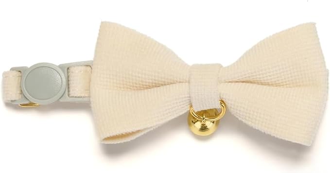 Soft Corduroy Cat Collar, Plaid Pattern, - Image 2