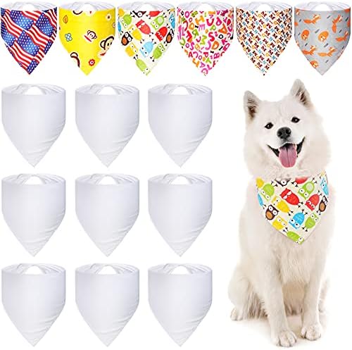 Weewooday 15 Pieces Sublimation Heat Transfer Dog Bandana Triangle Dog Scarf - Image 7