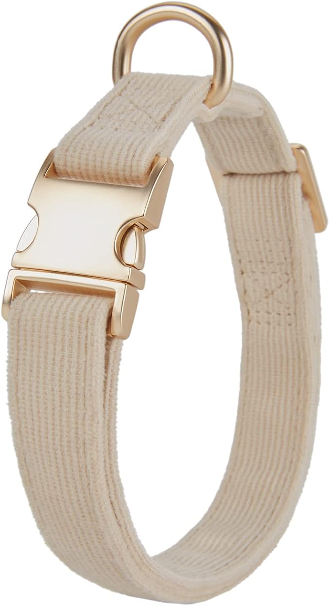 Soft Cotton Dog Collar with Metal Buckle Adjustable Heavy Duty Comfy Corduroy - Image 9