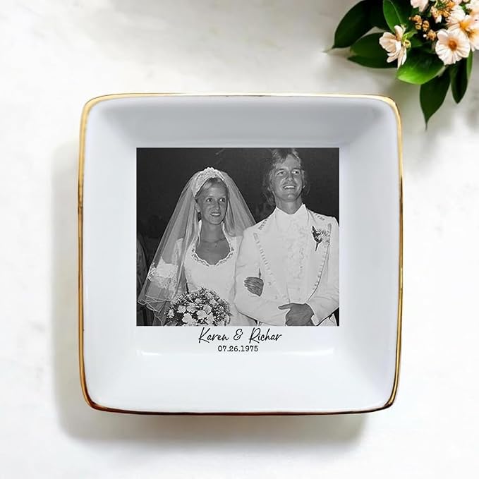 Custom Photo Ring Dish, Personalized Polaroid Picture Trinket Tray, Wedding - Image 5