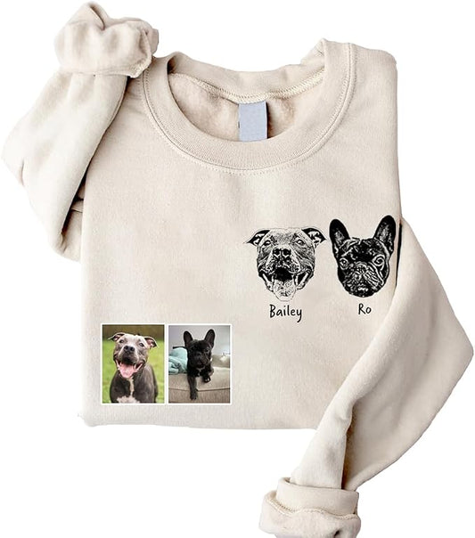 Personalized Dog Photo Sweatshirt, Custom Sweatshirt from Pet Photo, Cat Mom by Famiheart