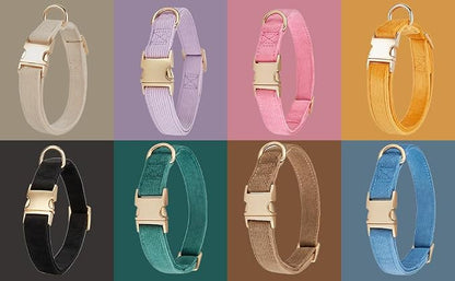 Soft Cotton Dog Collar with Metal Buckle Adjustable Heavy Duty Comfy Corduroy - Image 7