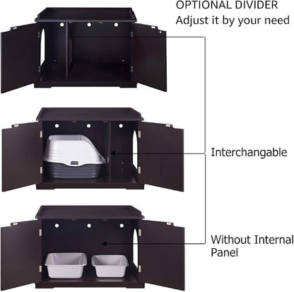 unipaws Cat Litter Box Enclosure Furniture, Cat Washroom, Hidden Litter Box - Image 4