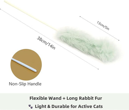 Rabbit Fur Cat Toys – 5PCS Interactive Cat Wand Toys - Image 4