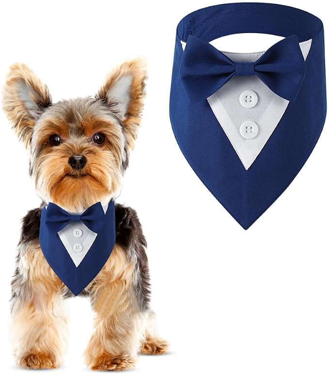 Dog Wedding Bandana, Formal Dog Tuxedo Adjustable Pet Collar by DOGTACT