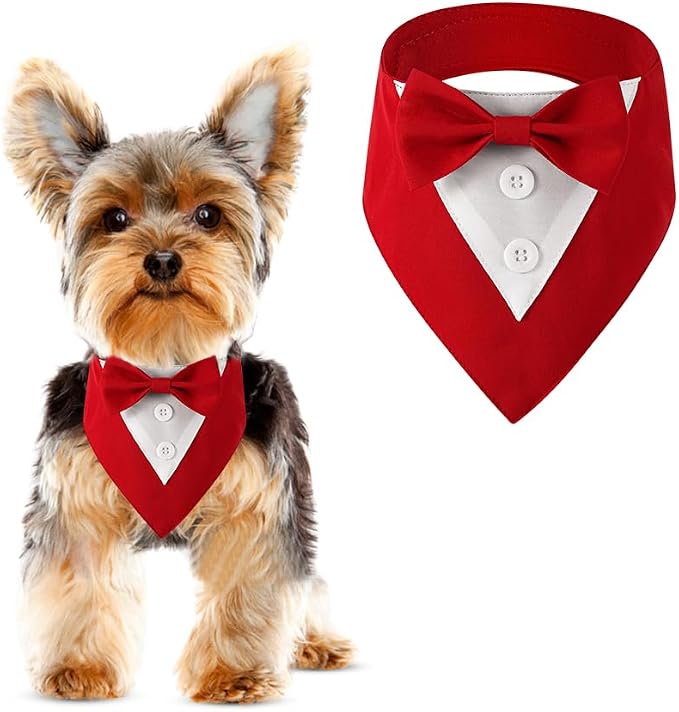 Dog Tuxedo, Formal Dog Wedding Bandana Adjustable Pet Collar by DOGTACT