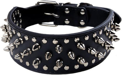 Serijoars Spiked Studded Dog Collar, PU Leather Dog Collar, Adjustable Pet by Serijoars