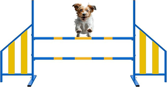 Agility Wing Jumps with Bar Dog Training Hedge Metal Frame Adjustable Pet by Seenelling