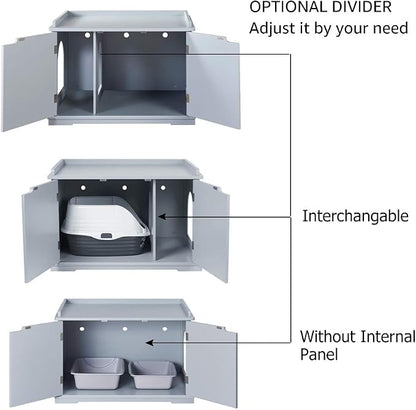 unipaws Cat Litter Box Enclosure Furniture, Cat Washroom, Hidden Litter Box - Image 3