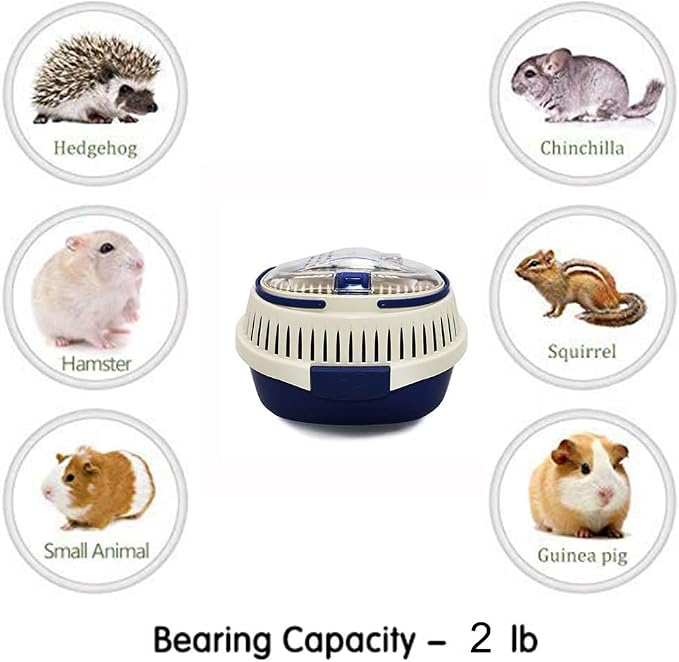 KAMEIOU Sky Blue Travel Small Animal Hamster Hedgehog Guinea Pig Cage Carrier - Image 6