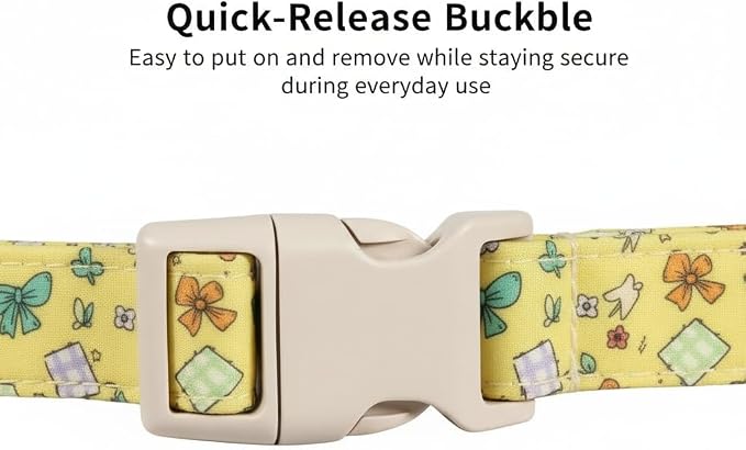 Small Dog Collar with Cute Bowtie Print, Girl Dog Collar - Image 2