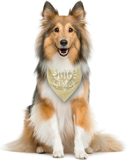 Big Sister Dog Bandanas, Light Yellow Dog Bandana, Pet Scarf Triangle - Image 4