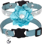 Cat Collars, Rhinestone for Girl Cats Bling Kitten Flower Adjustable Breakaway by Bbmmayy