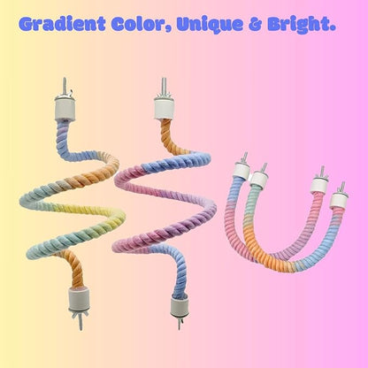 3pcs Nopikku Gradient Bendable Bird Rope Perches Climbing Rope Toys Fun Bird - Image 7