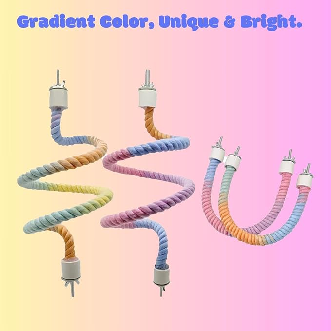 2Pcs Gradient Bird Rope Perch Stand Bird Cage Climbing Rope Toys Accessories of - Image 7