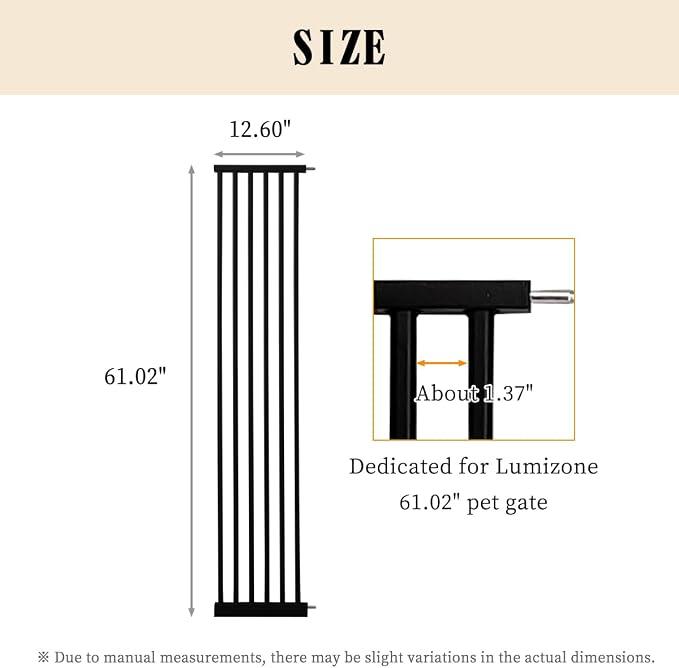 Lumizone Extra Tall Cat Gate Extension Kit 61.02" High Pressure Mounted 12.6" - Image 3