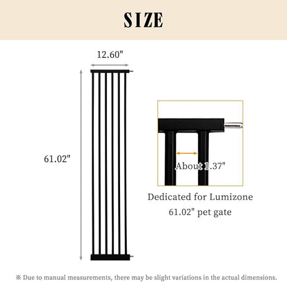 Lumizone Extra Tall Cat Gate Extension Kit 61.02" High Pressure Mounted 12.6" - Image 3