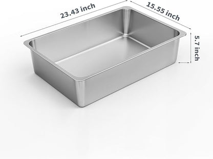 Kirecoo Stainless Steel Cat Litter Box XL- Metal High Sided Cat Pan, Large - Image 2