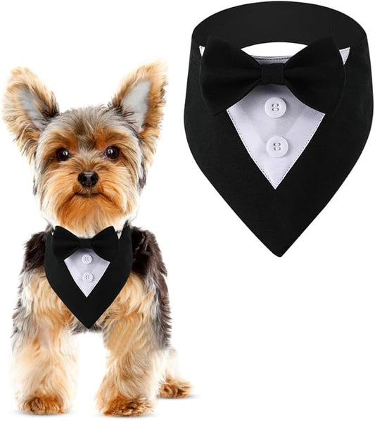 Dog Wedding Bandana, Formal Dog Tuxedo Adjustable Pet Collar by DOGTACT