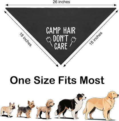 Camp Hair Don't Care Black Dog Bandana, Funny Outdoor Dog Bandana, Puppy Scarf - Image 2