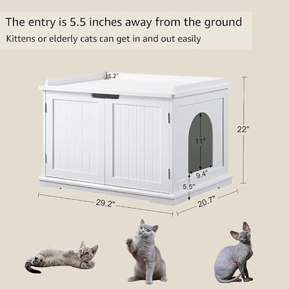unipaws Cat Litter Box Enclosure Furniture, Cat Washroom, Hidden Litter Box - Image 6