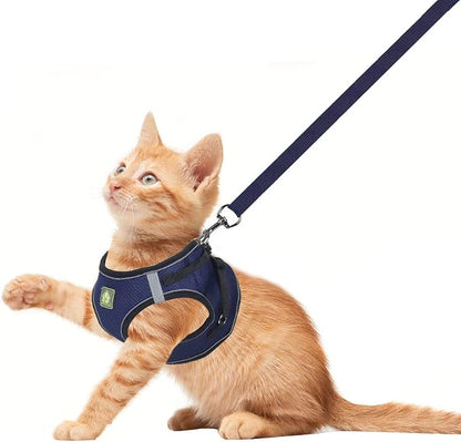 FEimaX Dog & Cat Harness Set, No Pull, Reflective, Adjustable, Soft Mesh - Image 2