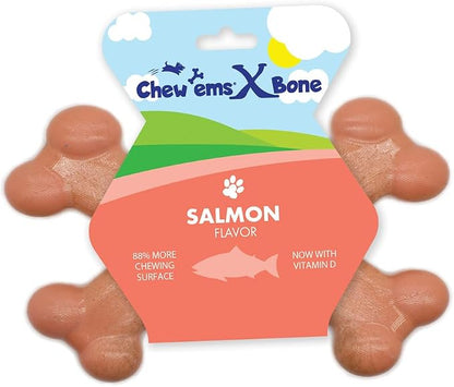 Chew’ems X Bone Dog Chew – Long-Lasting Salmon Flavor Treats by Chewems