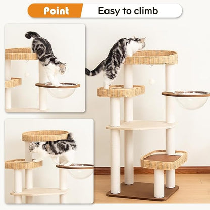 Modern Cat Tree for Large Cats, 48-Inch Tall Cat Tree Tower - Image 6