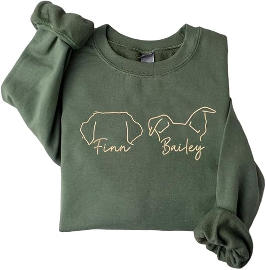 Personalized Embroidered Dog Hoodie, Personalised One-Line Dog Shirt, Unisex by MY4LOVE