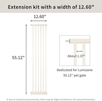 Lumizone Extra Tall Pet Gate 55.12" High Pressure Mounted 12.60" Wide Extension - Image 2