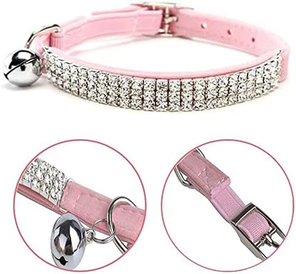 CHUKCHI Soft Velvet Safe Cat Adjustable Collar Bling Diamante - Image 4