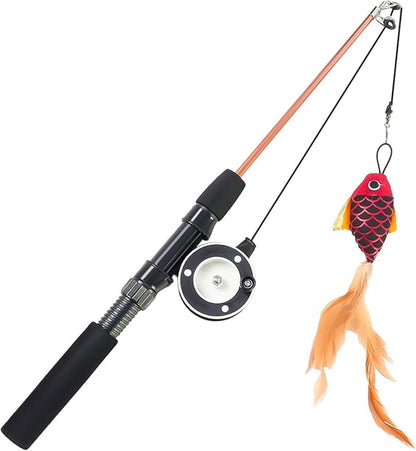 Cat Toys Interactive for Indoor Cats Wand Retractable Fishing Pole by jiafeipet