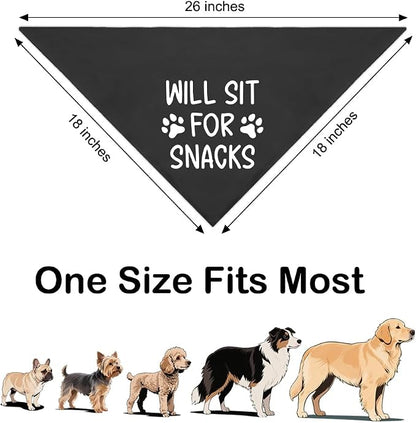 Will Sit for Snacks Black Dog Bandana, Puppy Scarf Accessory Photo Prop for - Image 2