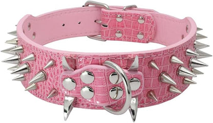 Serijoars Spiked Studded Dog Collar, PU Leather Dog Collar, Adjustable Pet by Serijoars
