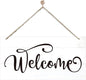 Welcome Sign for Front Door, Welcome Decor Wooden Hanging Sign for Wall Decor by corner+wind