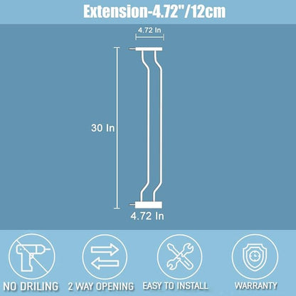 Extra Wide Baby Gate 4.72in Extensions Walk Through Baby Gate Pressure Mount - Image 3