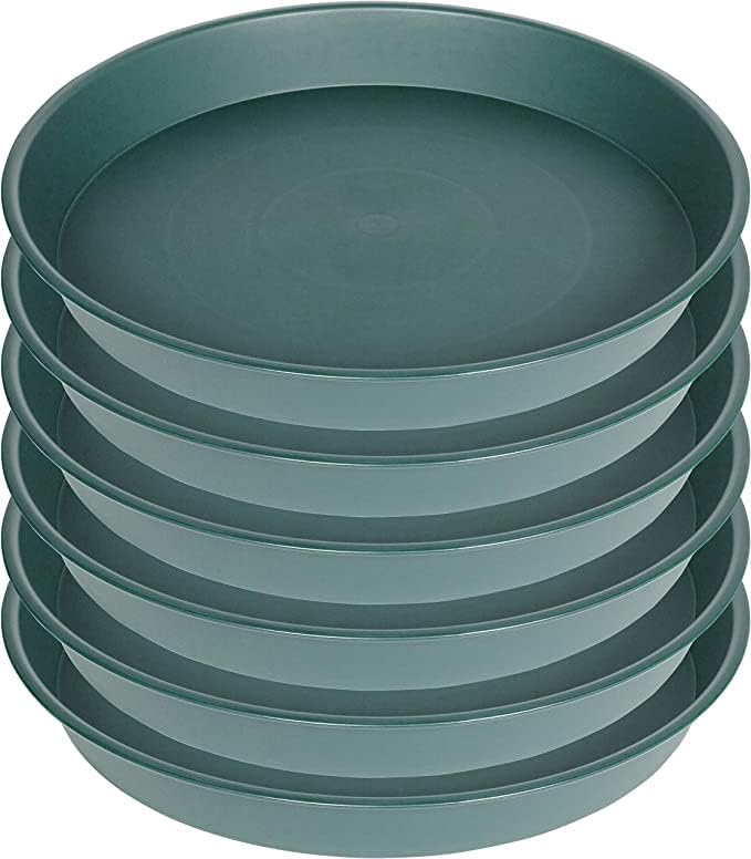 6 Pack Plant Saucer Tray Green, 4 6 8 10 12 13 15 17 19 inch Pot Saucers by Bleuhome