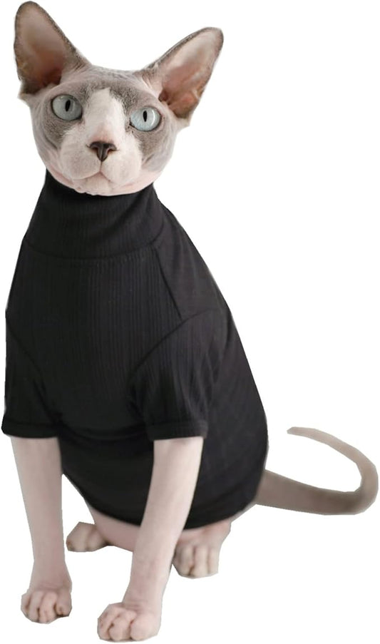Sphynx Hairless Cats Shirt Cotton Cat Turtleneck Sweater Pullover Kitten by Kitipcoo