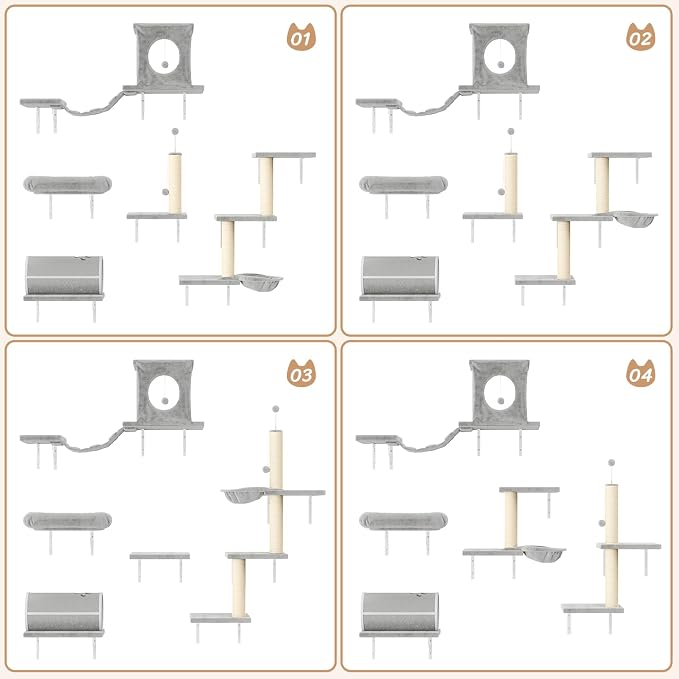NUNU LAB Cat Wall Shelves Set, Scratching Post, Wall Shelves - Image 2