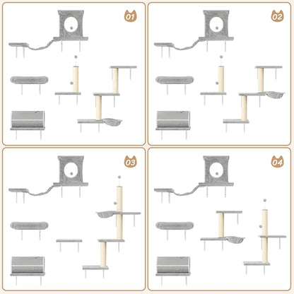 NUNU LAB 14-in-1 Cat Wall Shelves Set, Wall-Mounted Cat Climber - Image 5