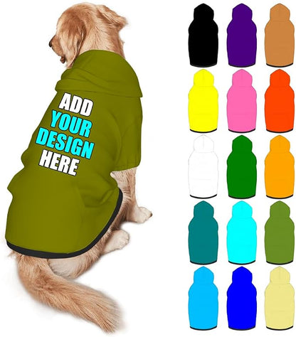 Custom Dog Hoodie Personalized Photo Text Logo Name Dog Clothes, Soft & Warm by Mynvzrk