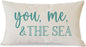 PANDICORN Summer Beach Throw Pillow Covers 12x20 Inch Blue Words You Me and The by PANDICORN