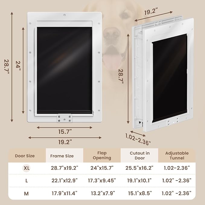 XL Dog Door for Door, Never Rust Plastic Extra Large Doggy Door for Interior - Image 6