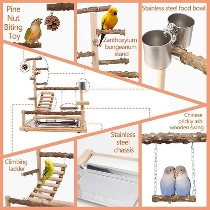 Bird Playground Parrot Playstand, Parrot Stand, Bird Wood Tall Standing Block - Image 4