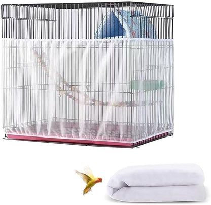 Large Bird Cage Cover, Bird Cage Seed Catcher, Adjustable Soft Airy Nylon Mesh by DECKALY