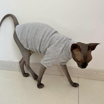 Sphynx Hairless Cats Shirt Cotton Cat Turtleneck Sweater Pullover Kitten - Image 3