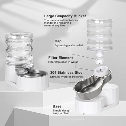 RIZZARI Dog Water Bowl Dispenser: 5L Large Stainless Steel Gravity Feeder - Image 4