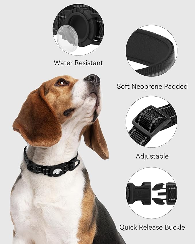 Joytale Airtag Dog Collar, Dual D-Rings, Waterproof Reflective Pet Collar - Image 7