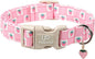 Spring Dog Collar, UP URARA PUP Strawberry Collars in Pink Checkered Adjustable by UPURARAPUP