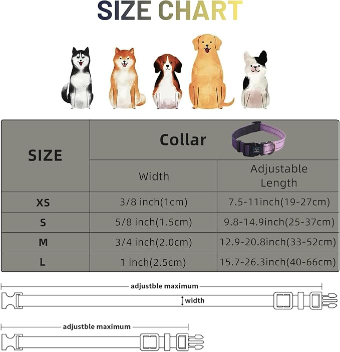 Roses&Poetry Small Dog Collar, Adjustable Reflective Puppy Collars Durable Pet - Image 7